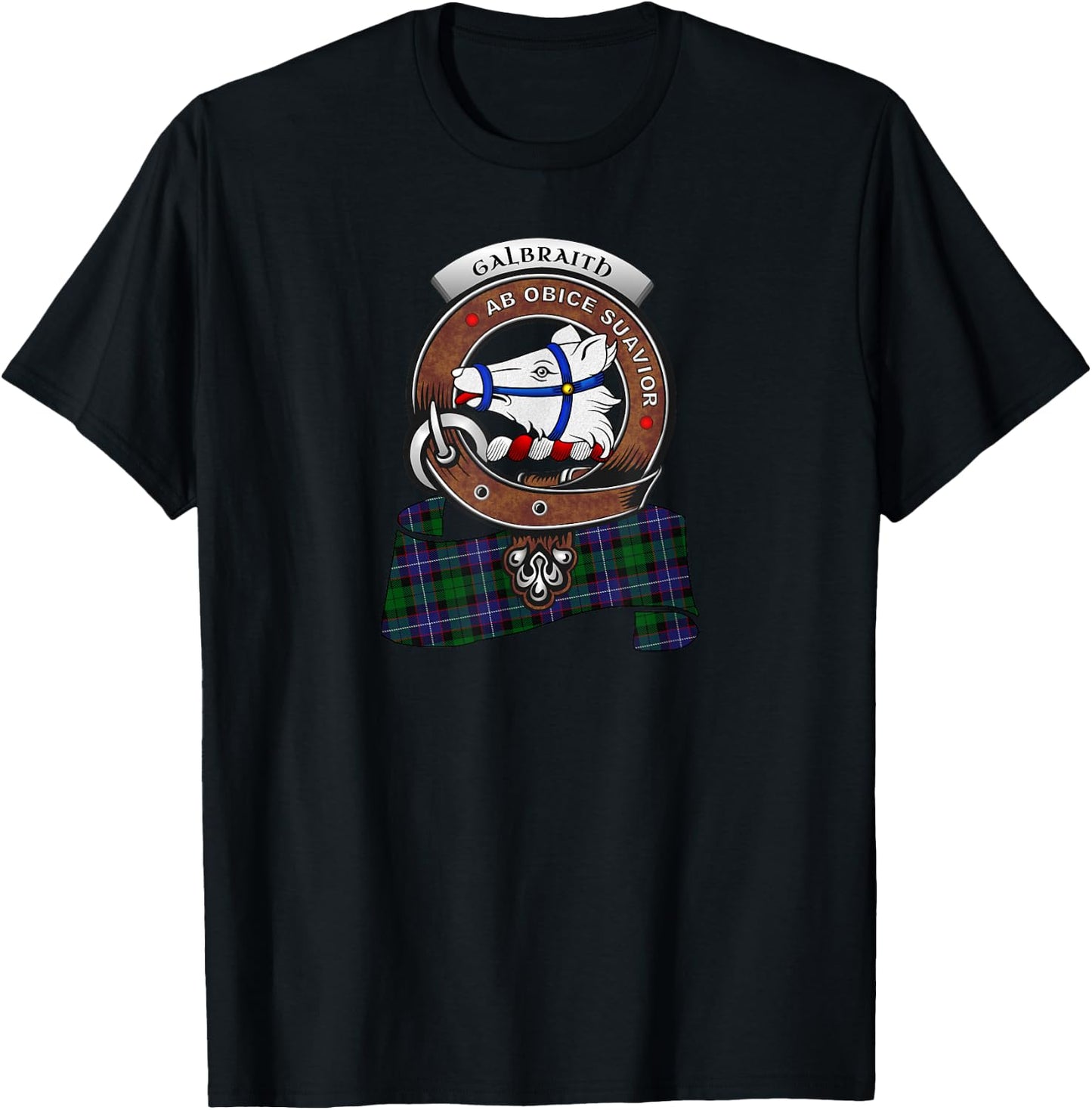 Galbraith Clan Badge &Tartan T-Shirt - T-Shirt | Black