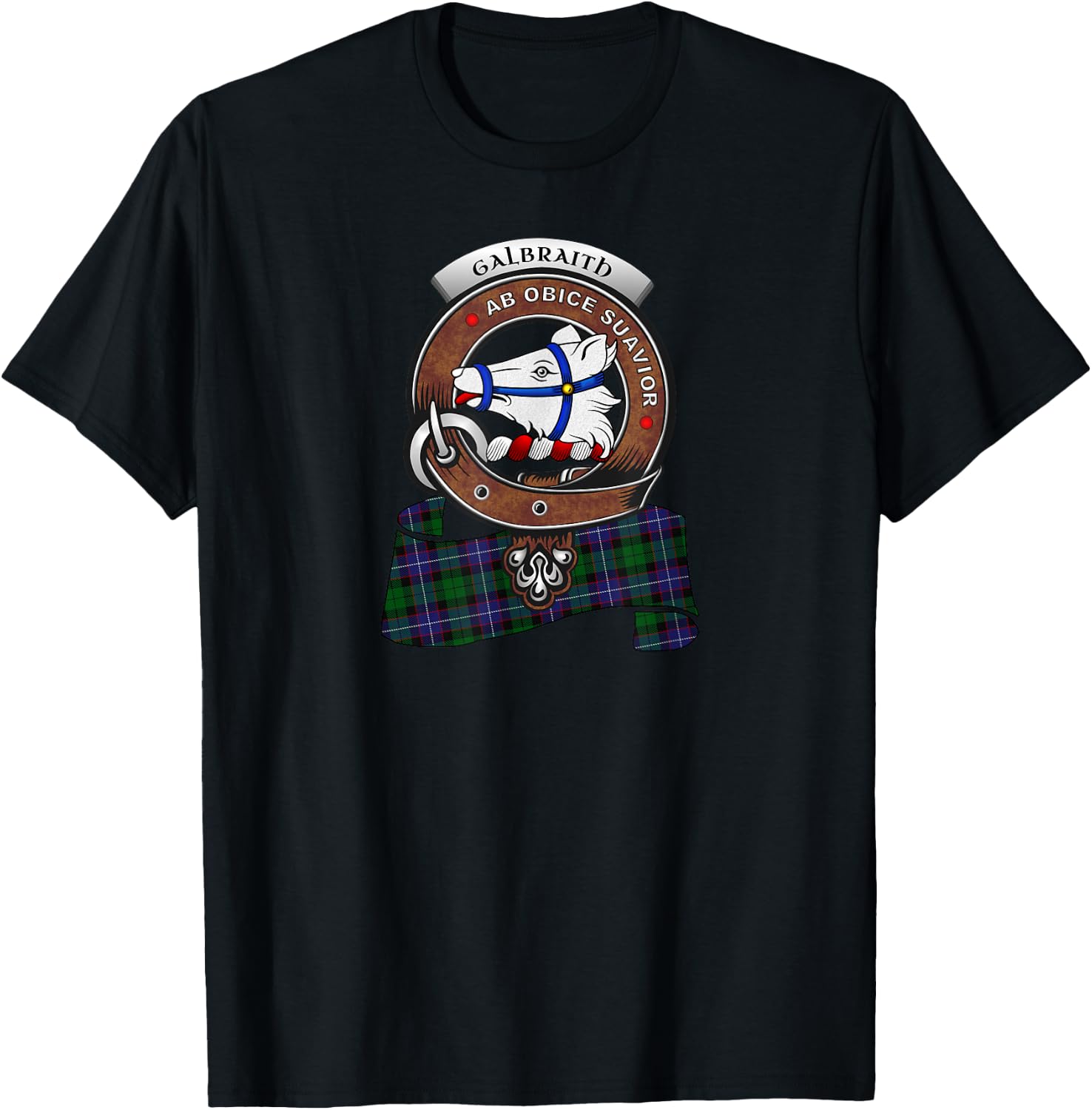 Galbraith Clan Badge &Tartan T-Shirt - T-Shirt | Black