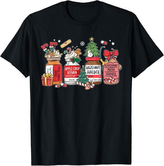 Christmas Nurse Funny Peppermint Mocha Propofol ER ED ICU RN T-Shirt - T-Shirt | Black