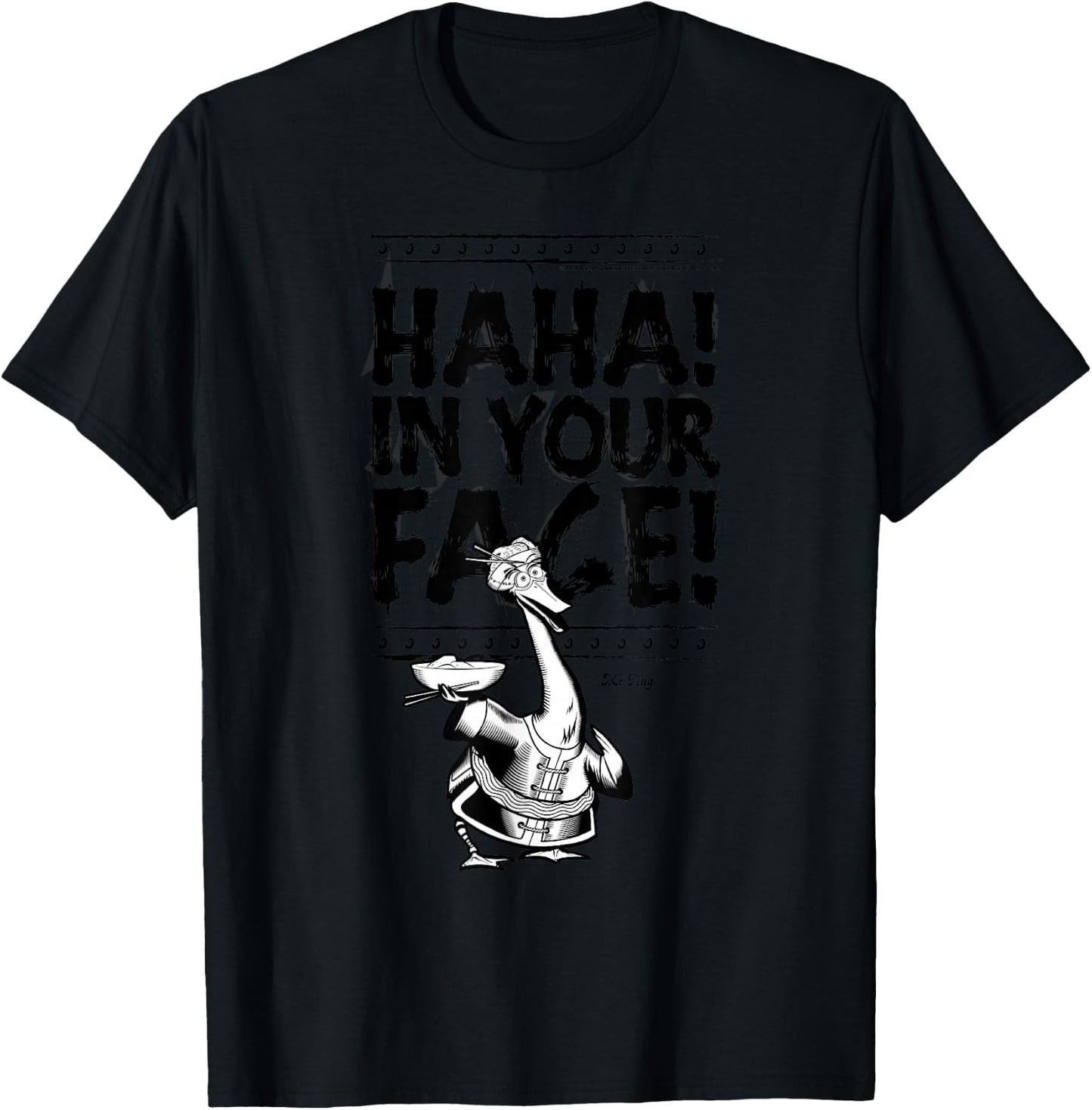 Kung Fu Panda Mr. Ping Haha In Your Face Sketch T-Shirt - T-Shirt | Black