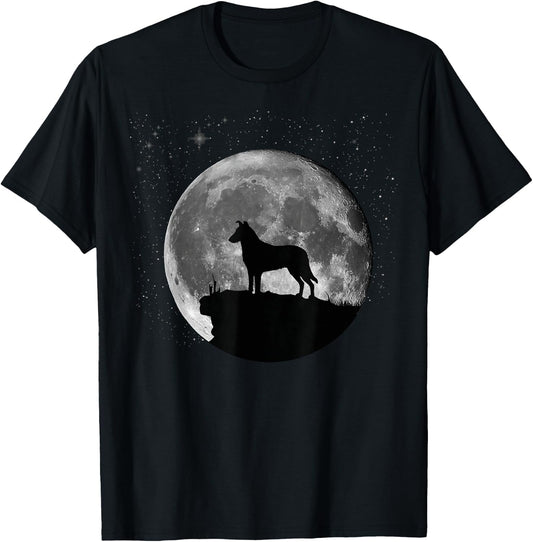 Smooth Collie Dog Moon T-Shirt - T-Shirt | Black