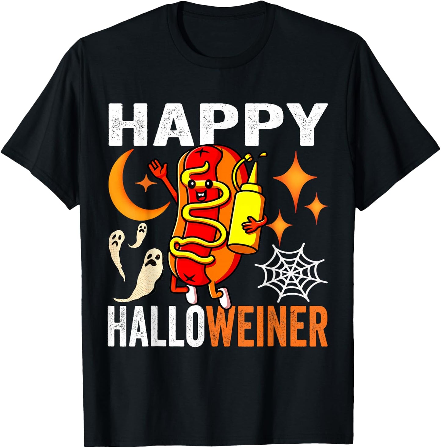 Happy Halloweiner Funny Halloween Party Cute Hot-Dog Costume T-Shirt - T-Shirt | Black