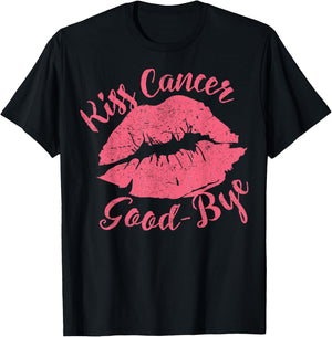 Kiss Cancer Goodbye Funny Breast Cancer Awareness T-Shirt - T-Shirt | Black