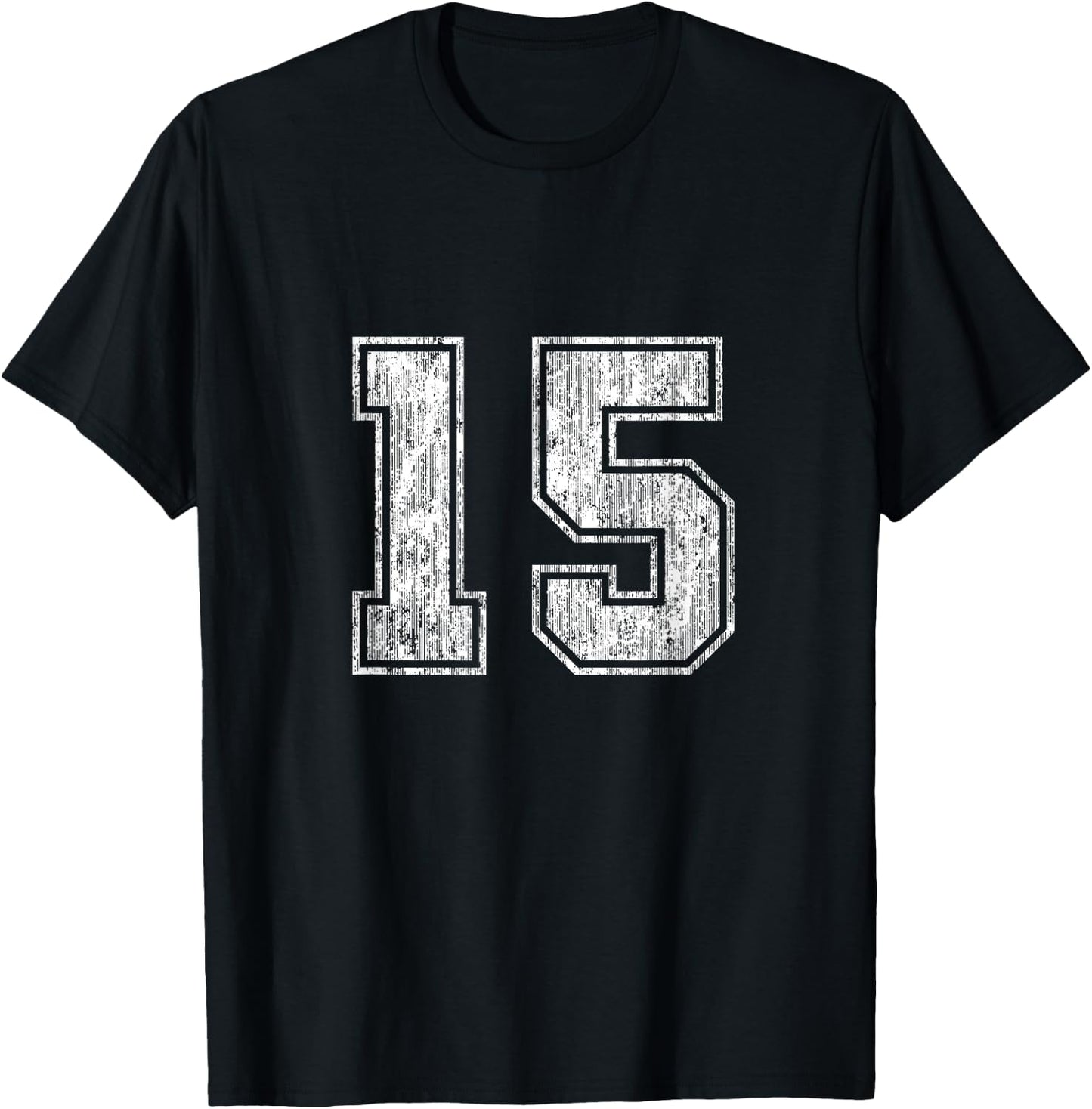 Number 15 Vintage Fifteen Sports Design T-Shirt - T-Shirt | Black