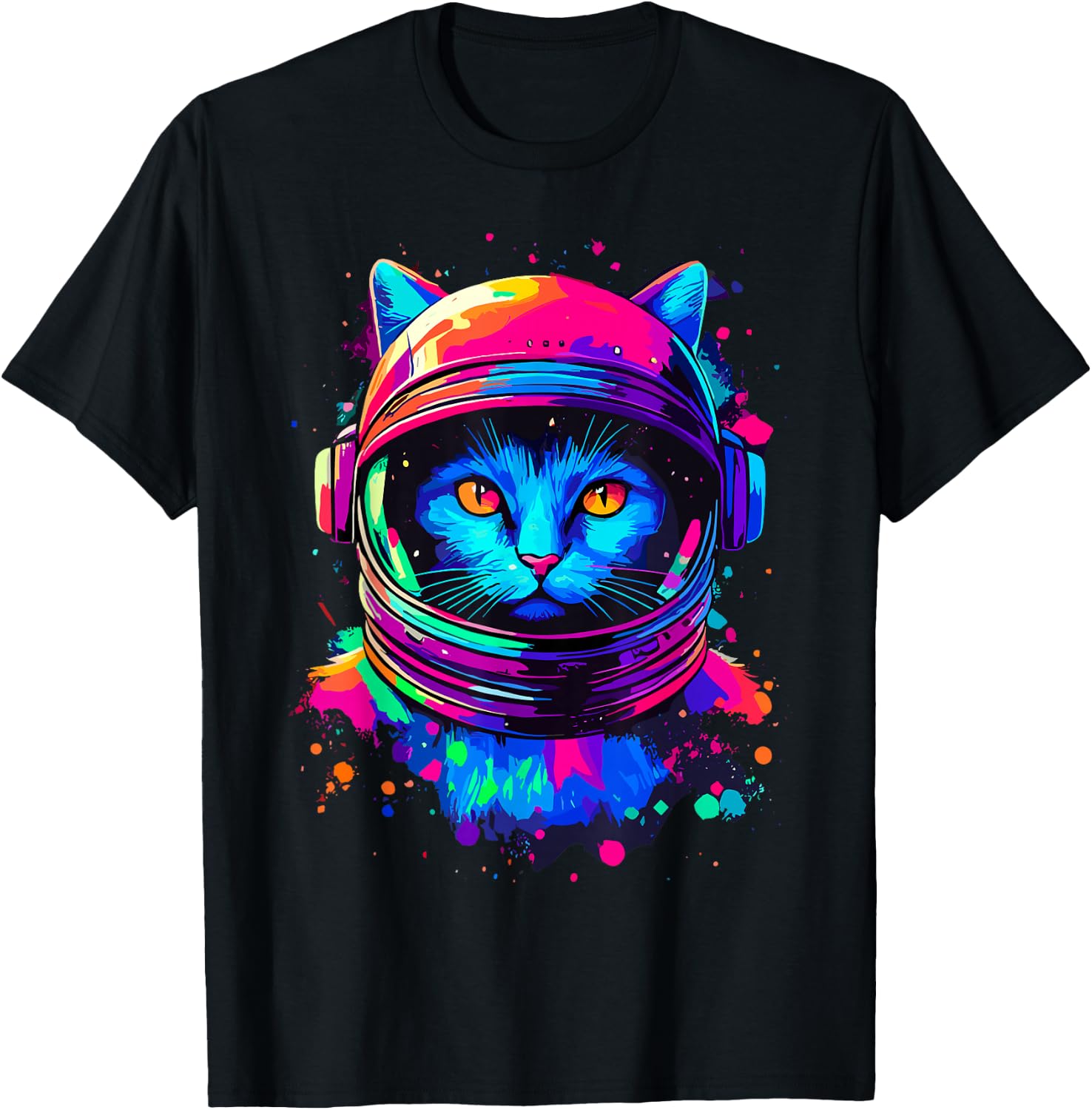 Space Cat Astronaut Space T-Shirt - T-Shirt | Black