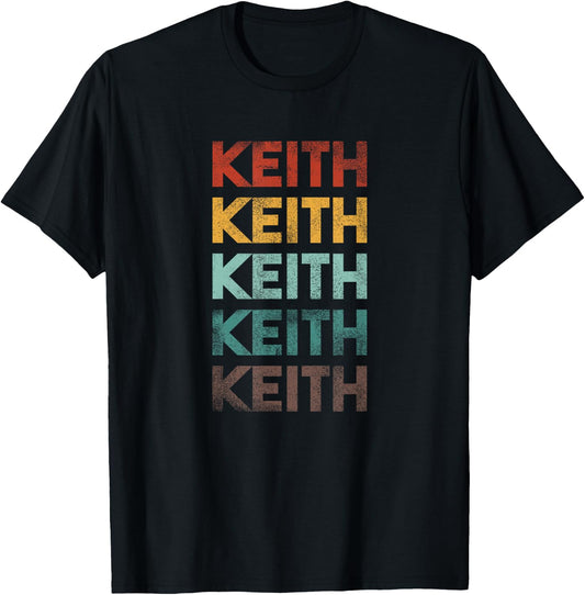 First Name Keith Retro 80s Style T-Shirt - T-Shirt | Black