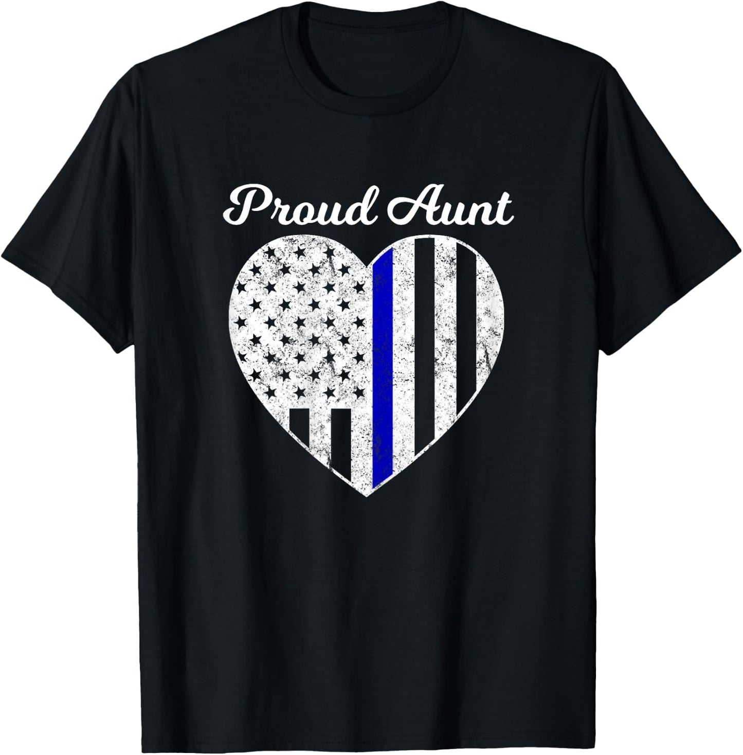 Proud Aunt of A Police Officer Thin Blue Line T-Shirt - T-Shirt | Black