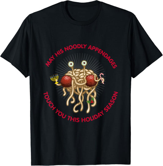 Flying Spaghetti Monster Holiday Pastafarianism Christmas T-Shirt - T-Shirt | Black