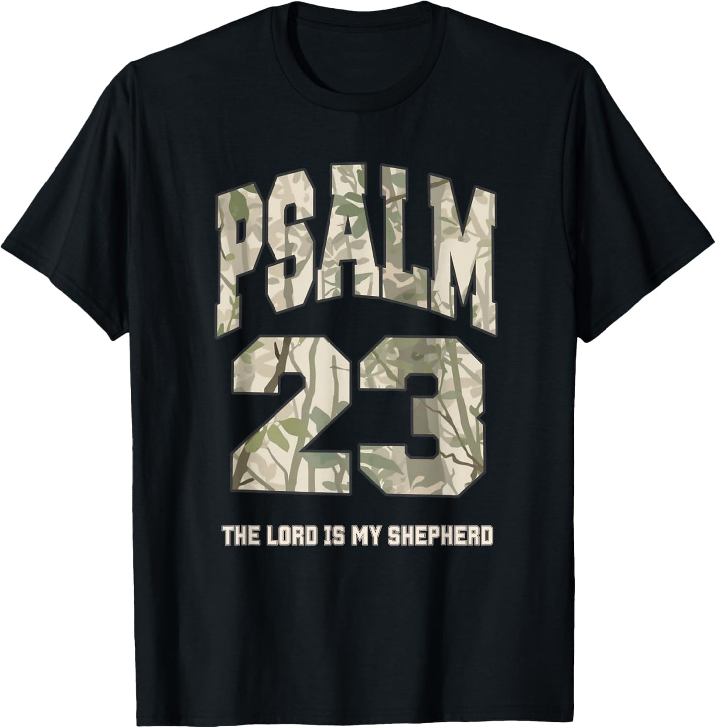 Psalm 23 The Lord is My Shepherd Camo Faith Design T-Shirt - T-Shirt | Black