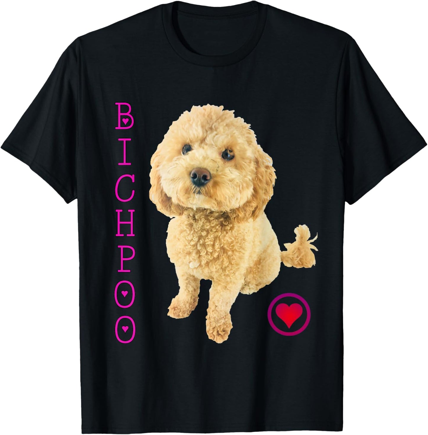 Bichpoo Puppy Dog Poodle cross Noodle Super cute Boodle Men Women Girls Kids T-Shirt - T-Shirt | Black