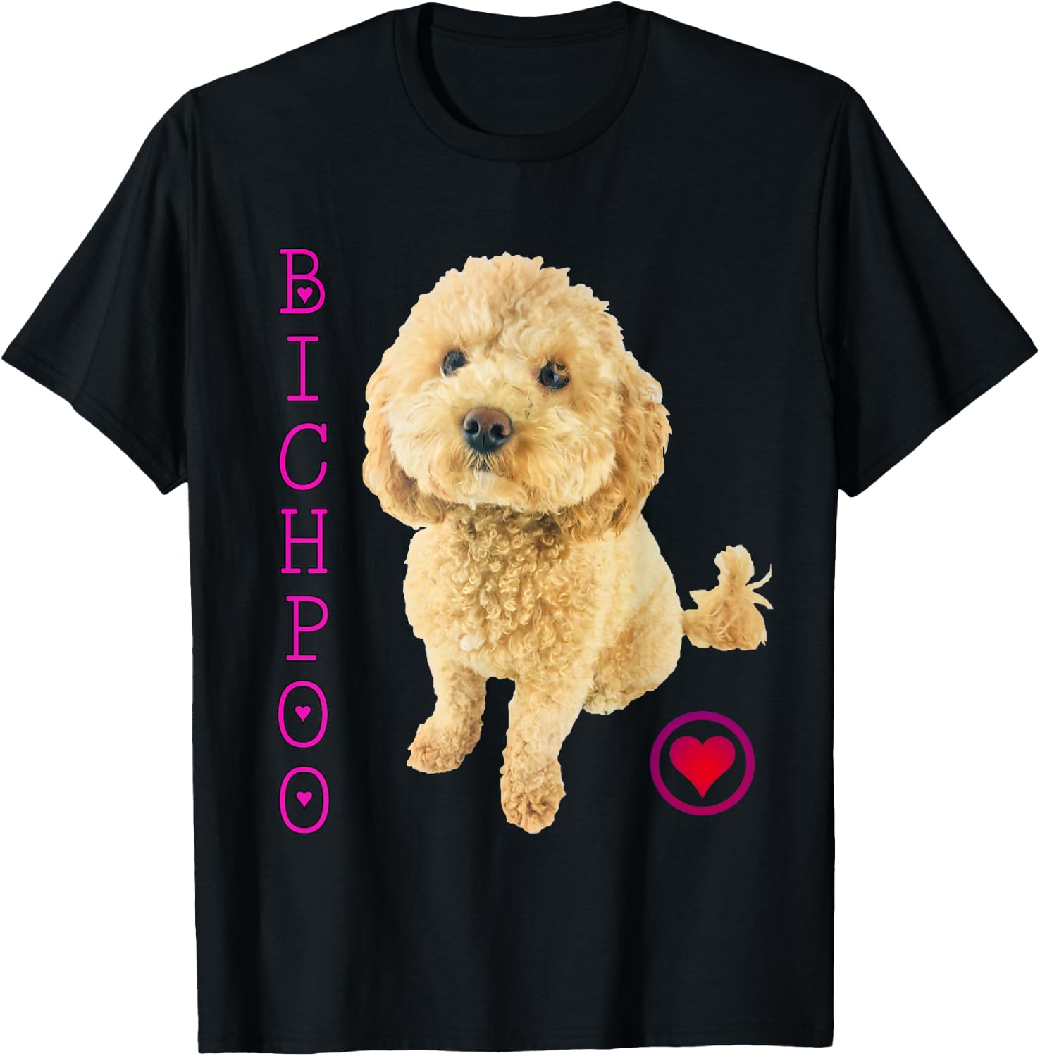 Bichpoo Puppy Dog Poodle cross Noodle Super cute Boodle Men Women Girls Kids T-Shirt - T-Shirt | Black