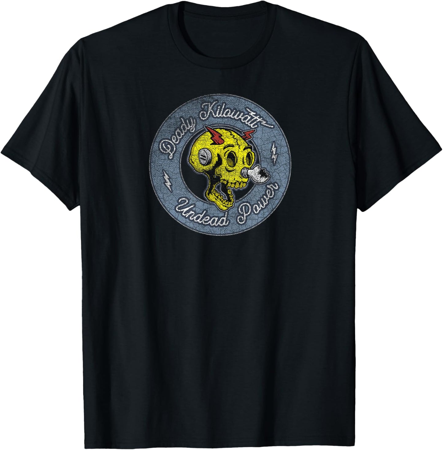 Deady Kilowatt Skull Zombie T-Shirt - T-Shirt | Black