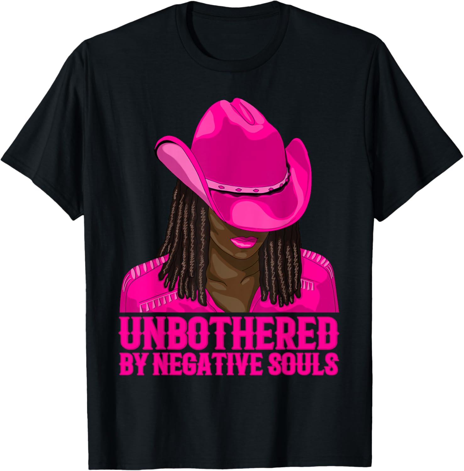 Unbothered By Negative Souls Western Cowgirl Black Women T-Shirt - T-Shirt | Black