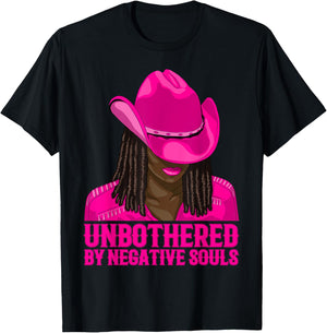 Unbothered By Negative Souls Western Cowgirl Black Women T-Shirt - T-Shirt | Black
