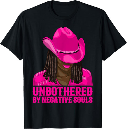 Unbothered By Negative Souls Western Cowgirl Black Women T-Shirt - T-Shirt | Black