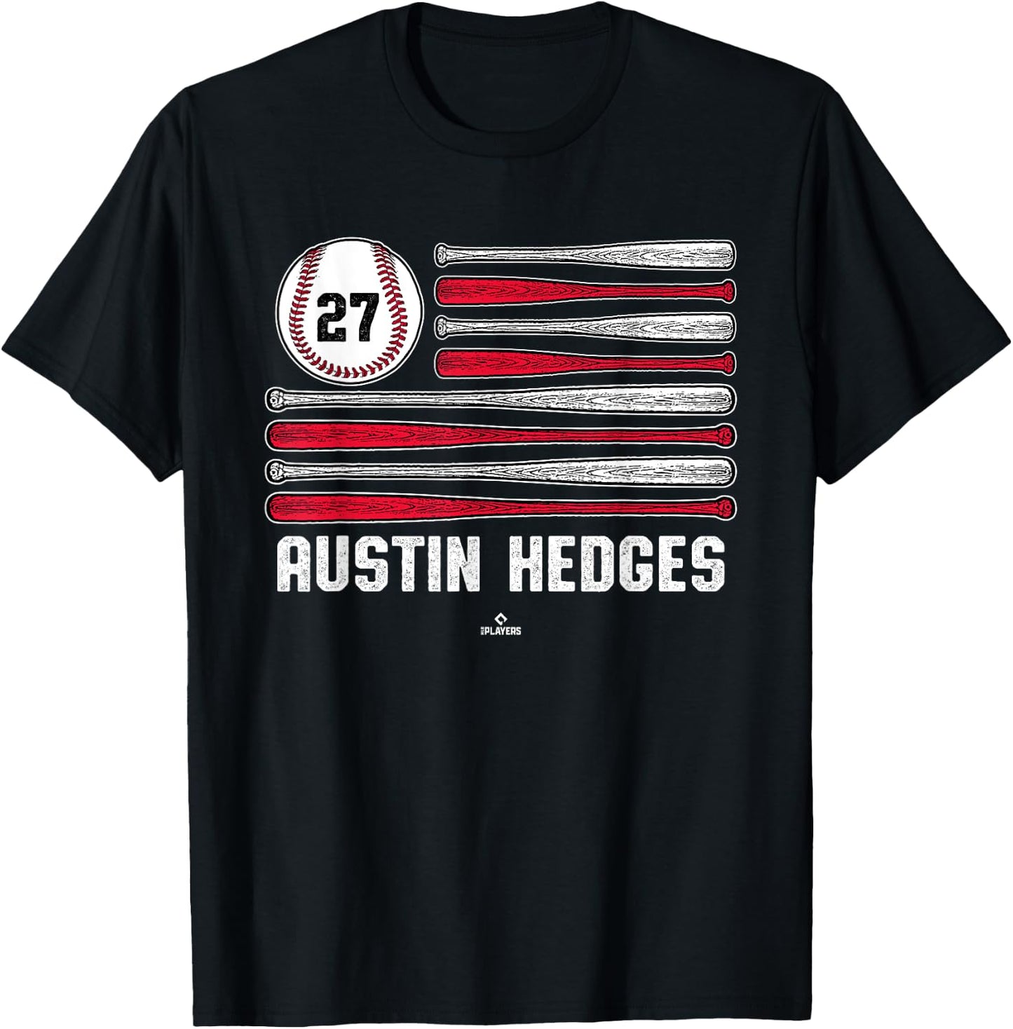 Baseball American Flag Austin Hedges Cleveland Baseball T-Shirt - T-Shirt | Black