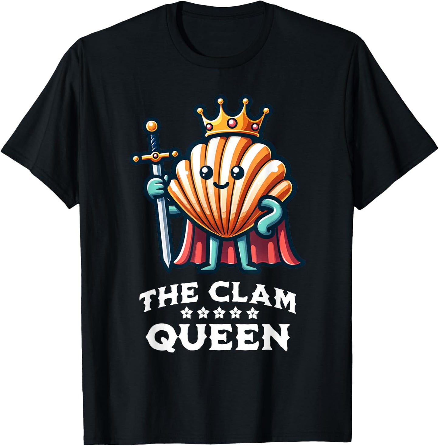 Clam Queen Funny Seafood Quote T-Shirt - T-Shirt | Black