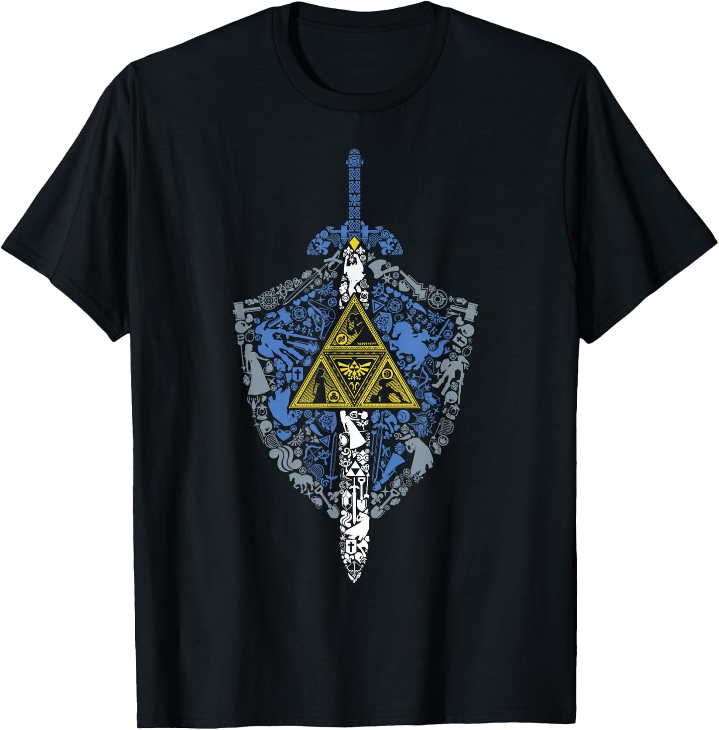 Nintendo Zelda Hylian Shield Element Icons Graphic T-Shirt - T-Shirt | Black
