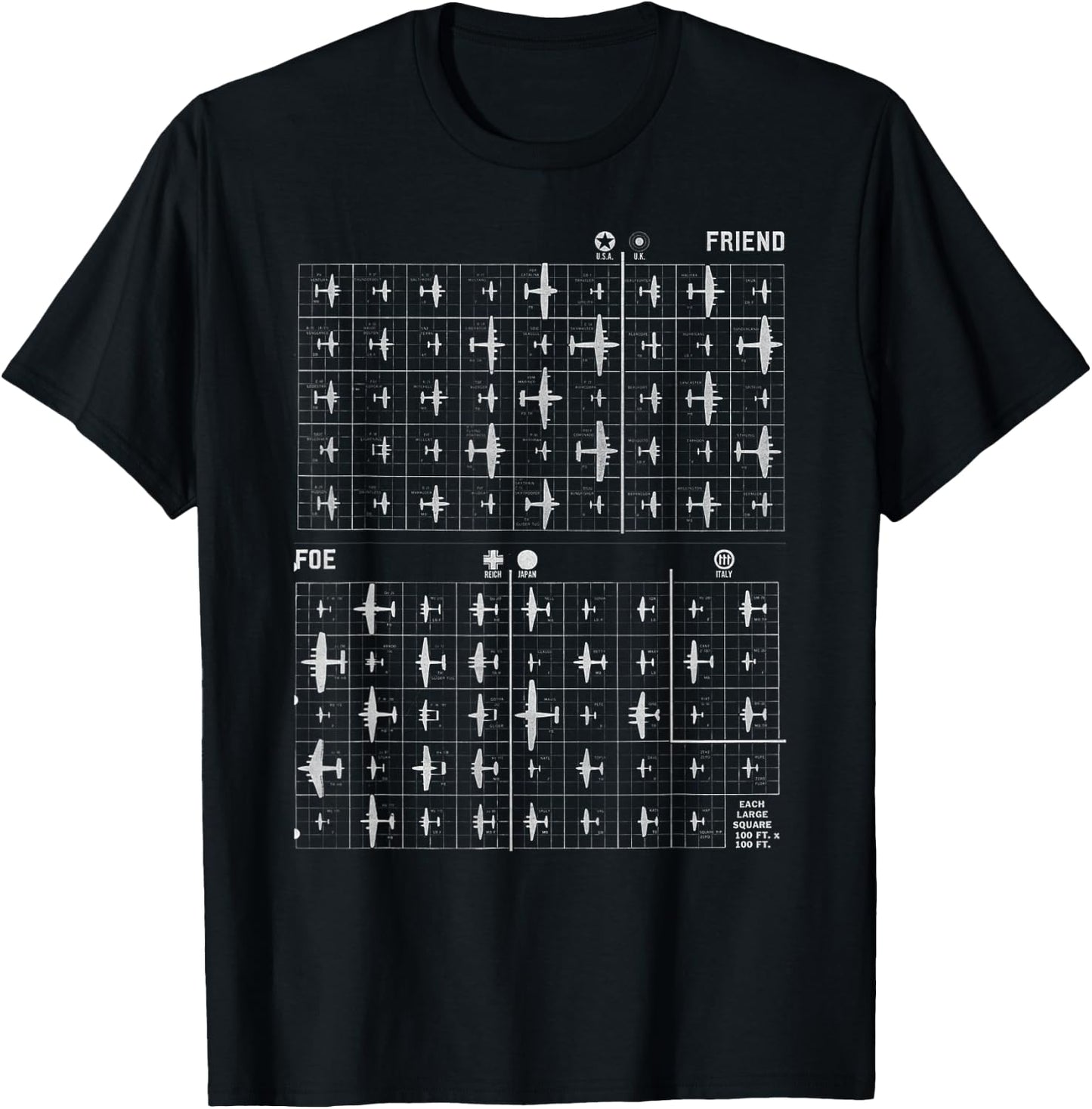 World War II - WW2 Plane Identification T-Shirt - T-Shirt | Black