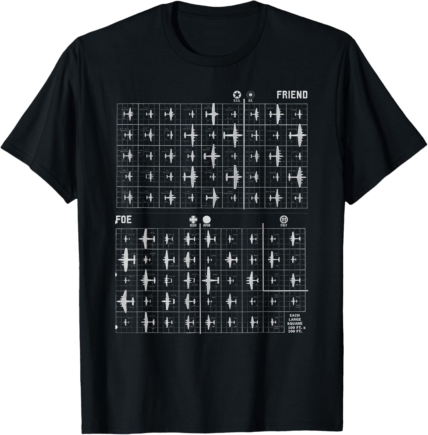 World War II - WW2 Plane Identification T-Shirt - T-Shirt | Black