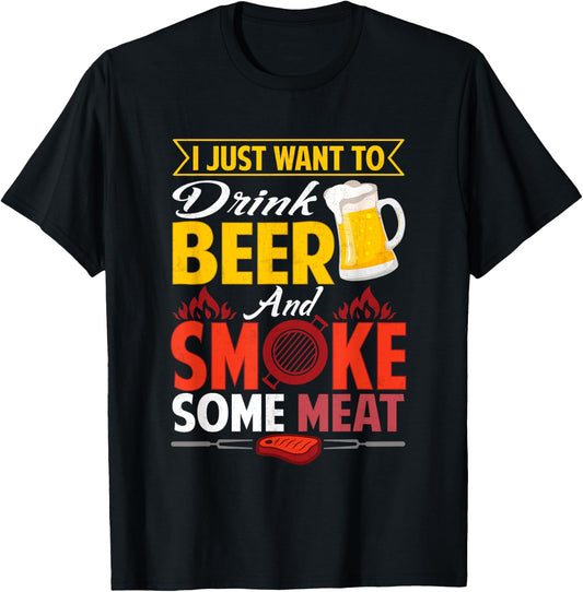Pitmaster Shirt Gift Drink Beer Smoke Meat BBQ Smoking T-Shirt - T-Shirt | Black