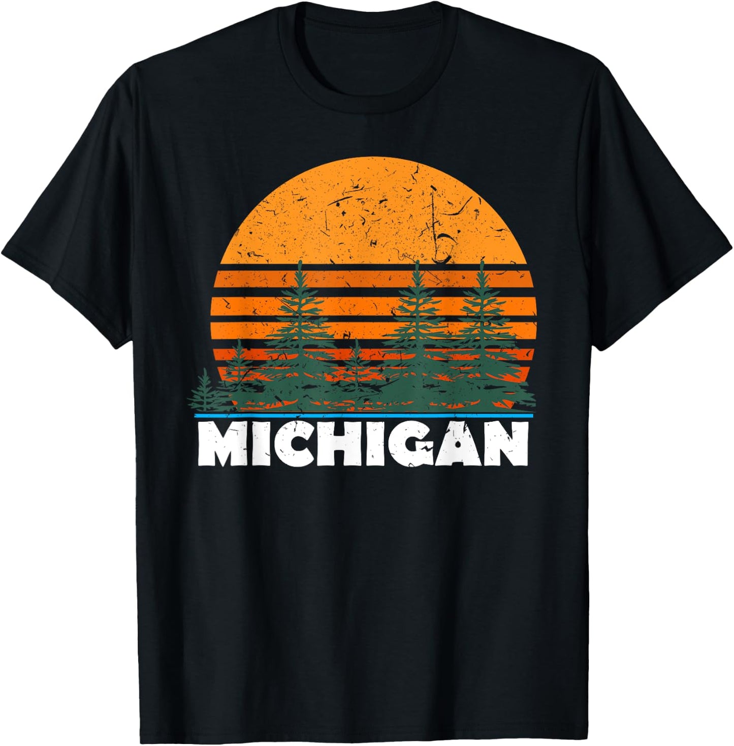 Michigan Shirt | Vintage Retro Sunset MI State Gift T-Shirt - T-Shirt | Black