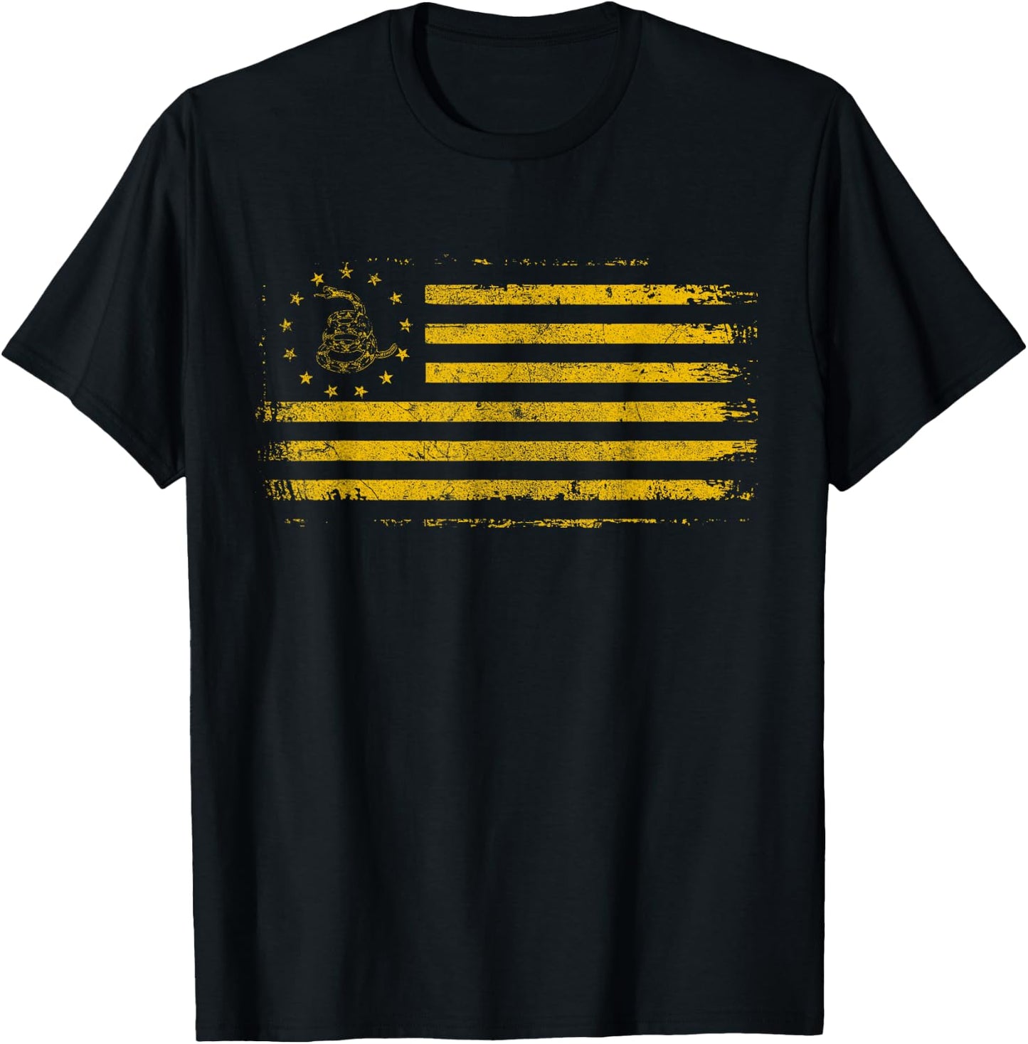 Gadsden & Betsy Ross Flag - 13 Colonies - Snake Yellow T-Shirt - T-Shirt | Black