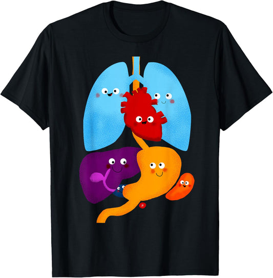 Jen Farley Stuff Cute Anatomy and Physiology Heart Lung Organs T-Shirt - T-Shirt | Black