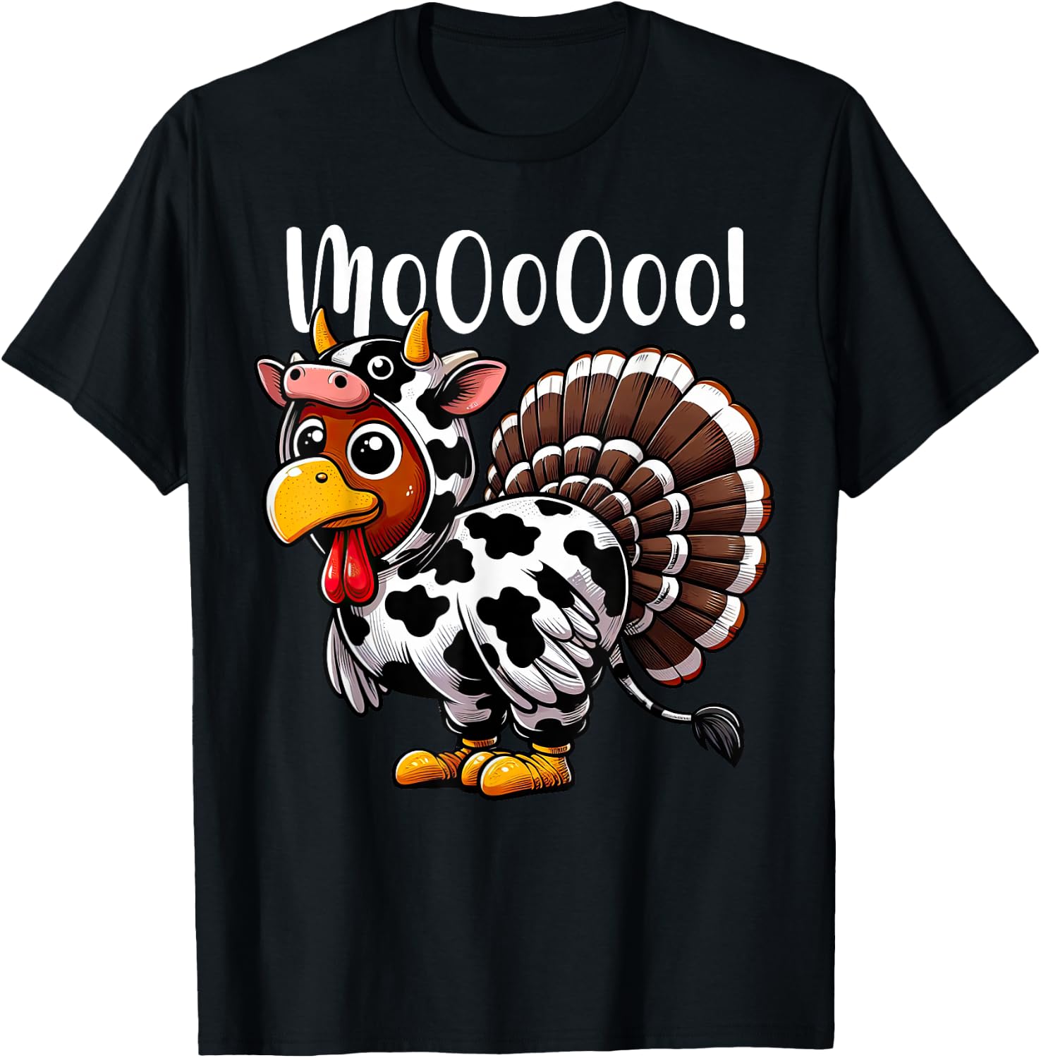 Turkey Moo Cow Costume Funny Thanksgiving T-Shirt - T-Shirt | Black