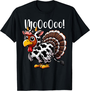 Turkey Moo Cow Costume Funny Thanksgiving T-Shirt - T-Shirt | Black