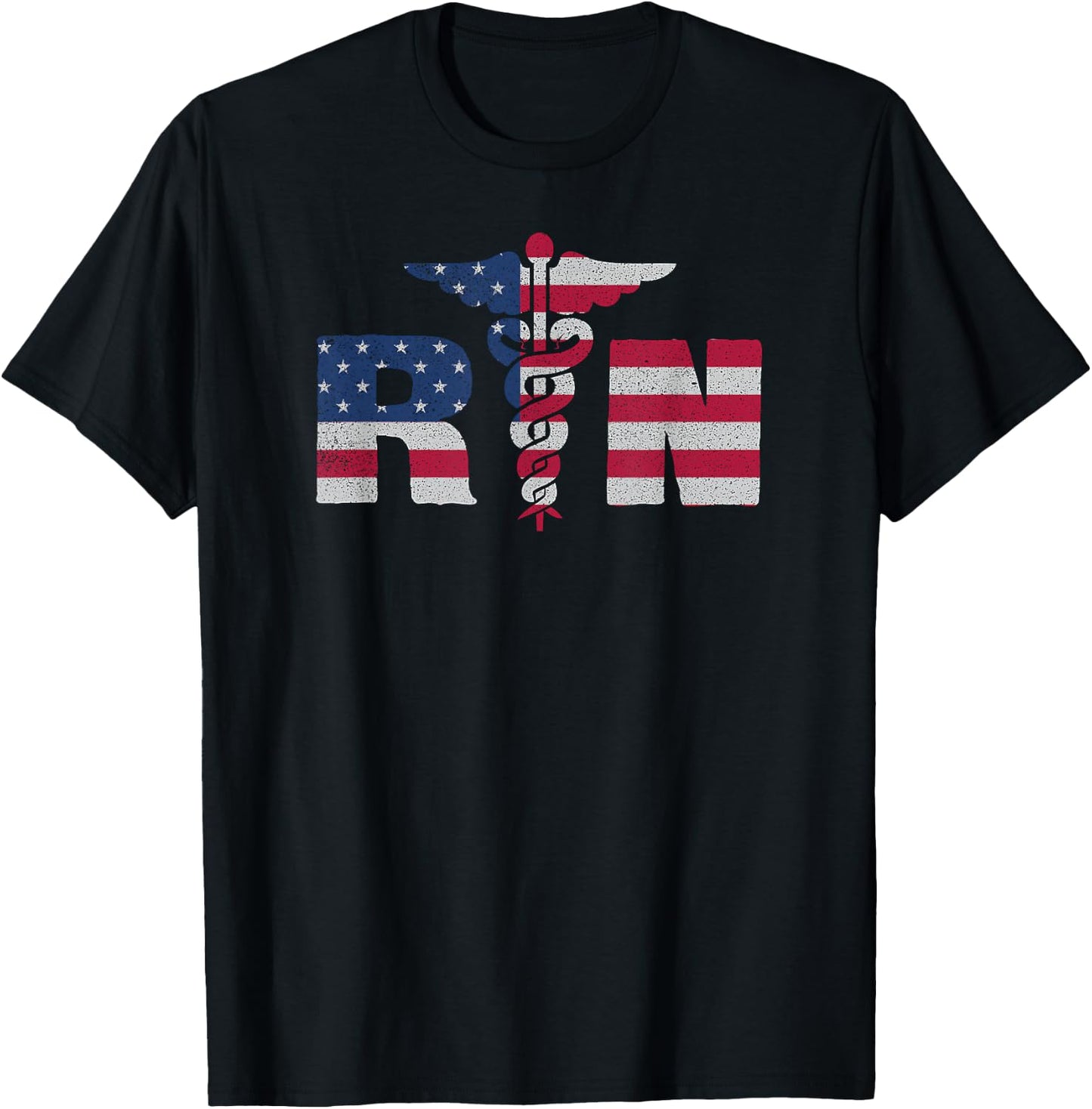 Nurse Appreciation Gift Shirt RN American Flag July 4th T-Shirt - T-Shirt | Black