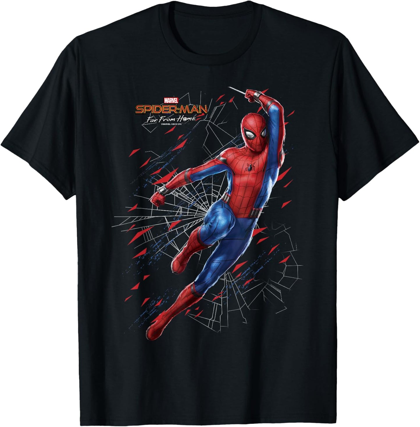 Marvel Spider-Man Far from Home Web Swing Shatter Portrait T-Shirt - T-Shirt | Black