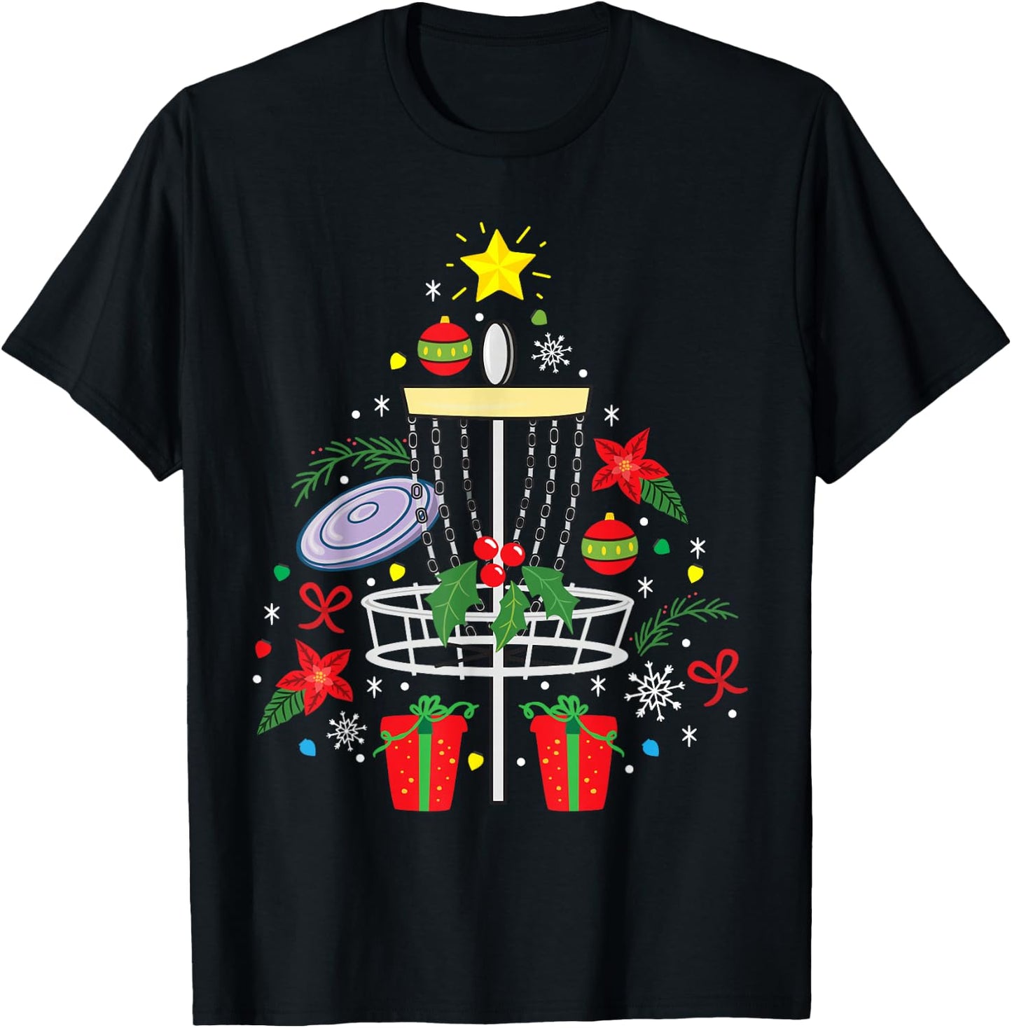 Disc Golf Frisbee Christmas Ornament Tree Funny Gift Men T-Shirt - T-Shirt | Black