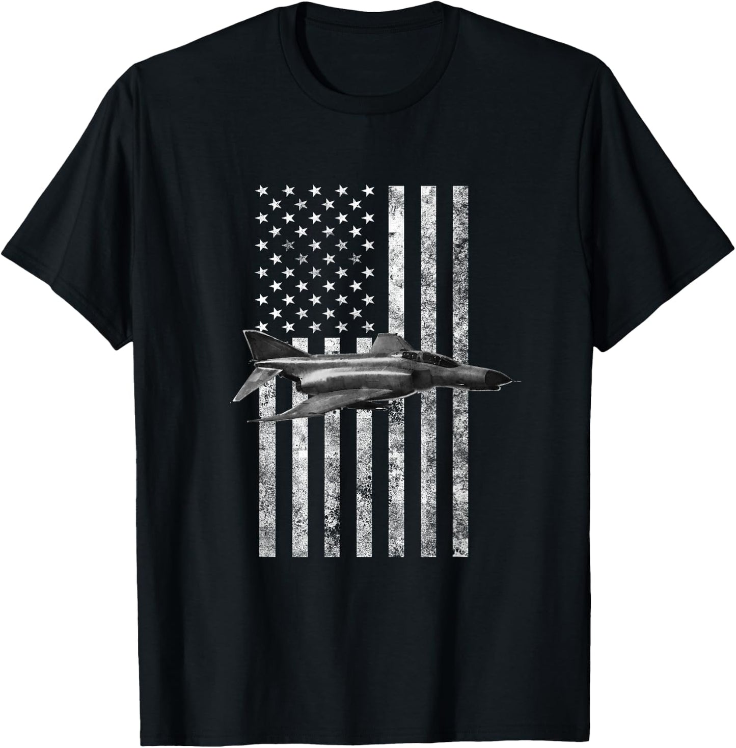 F-4 Phantom II American USA Flag - Military Machine T-Shirt - T-Shirt | Black