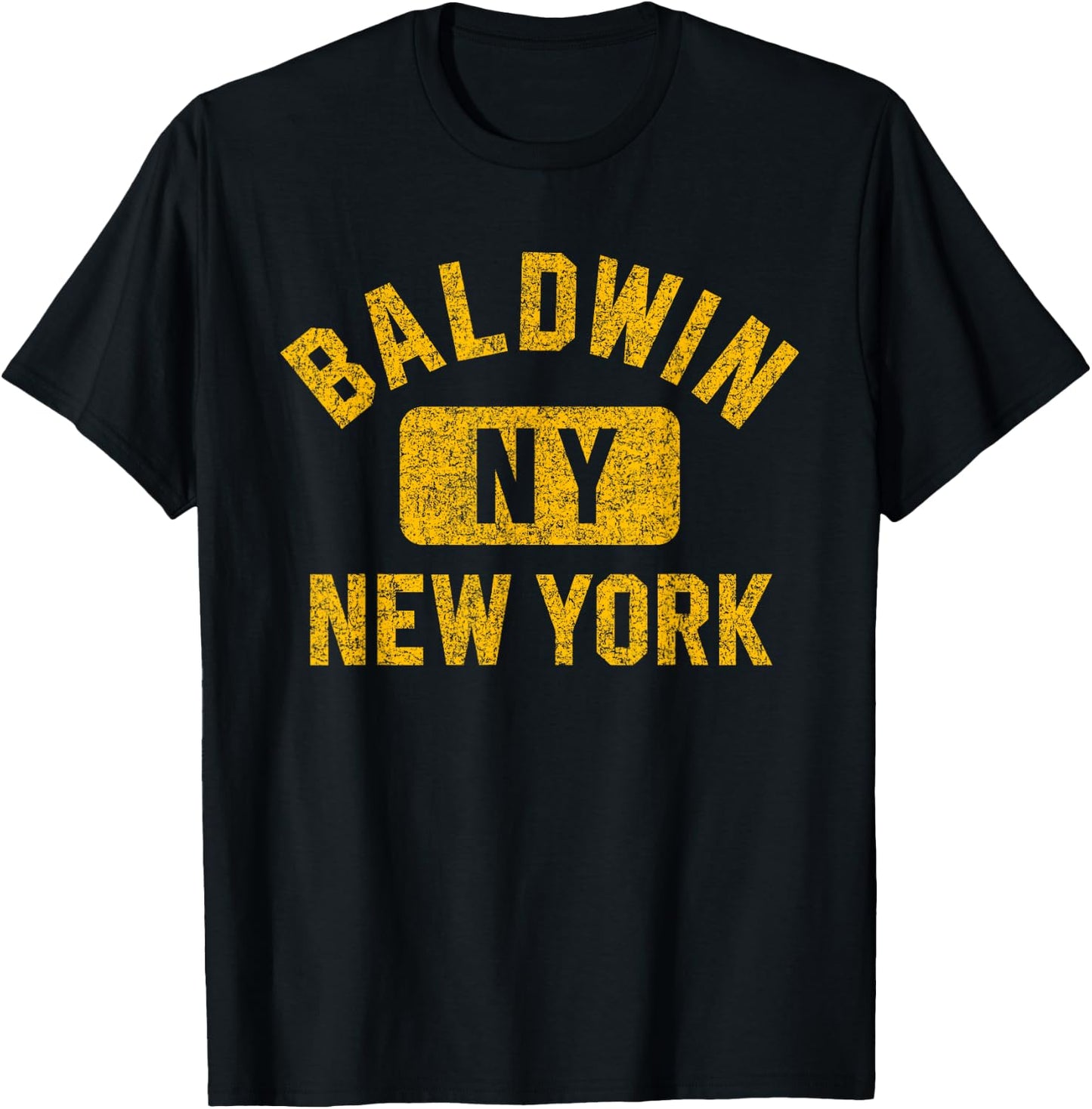 Baldwin NY New York Gym Style Distressed Amber Print T-Shirt - T-Shirt | Black
