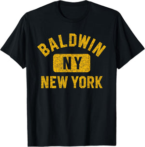 Baldwin NY New York Gym Style Distressed Amber Print T-Shirt - T-Shirt | Black