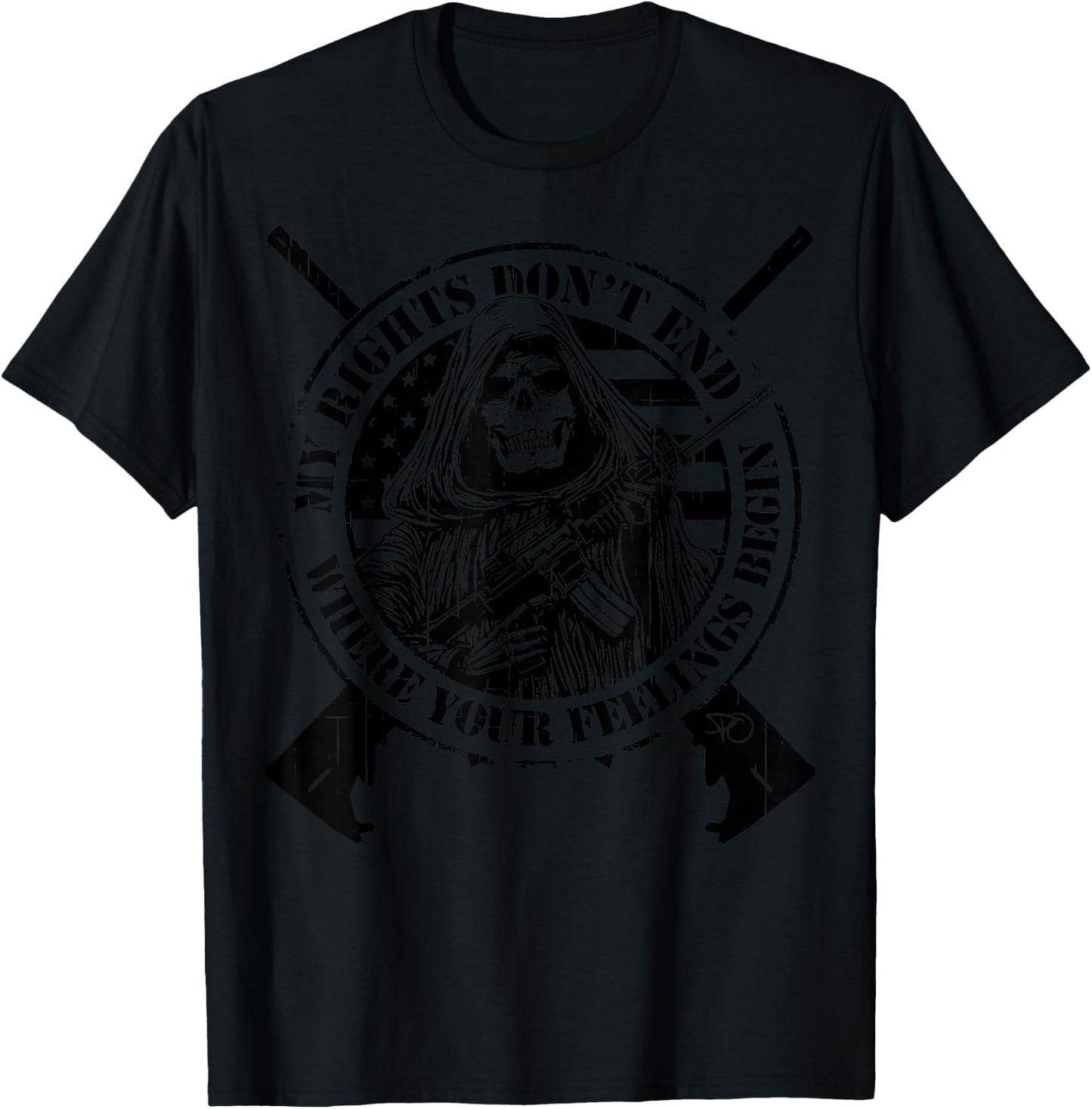 AR-15 My Rights Don’t End Where Your Feelings Begin Skull T-Shirt - T-Shirt | Black