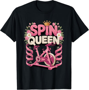 Spin Queen Spin Class Indoor Cycling Workout T-Shirt - T-Shirt | Black