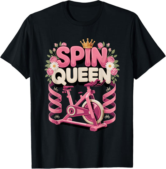 Spin Queen Spin Class Indoor Cycling Workout T-Shirt - T-Shirt | Black