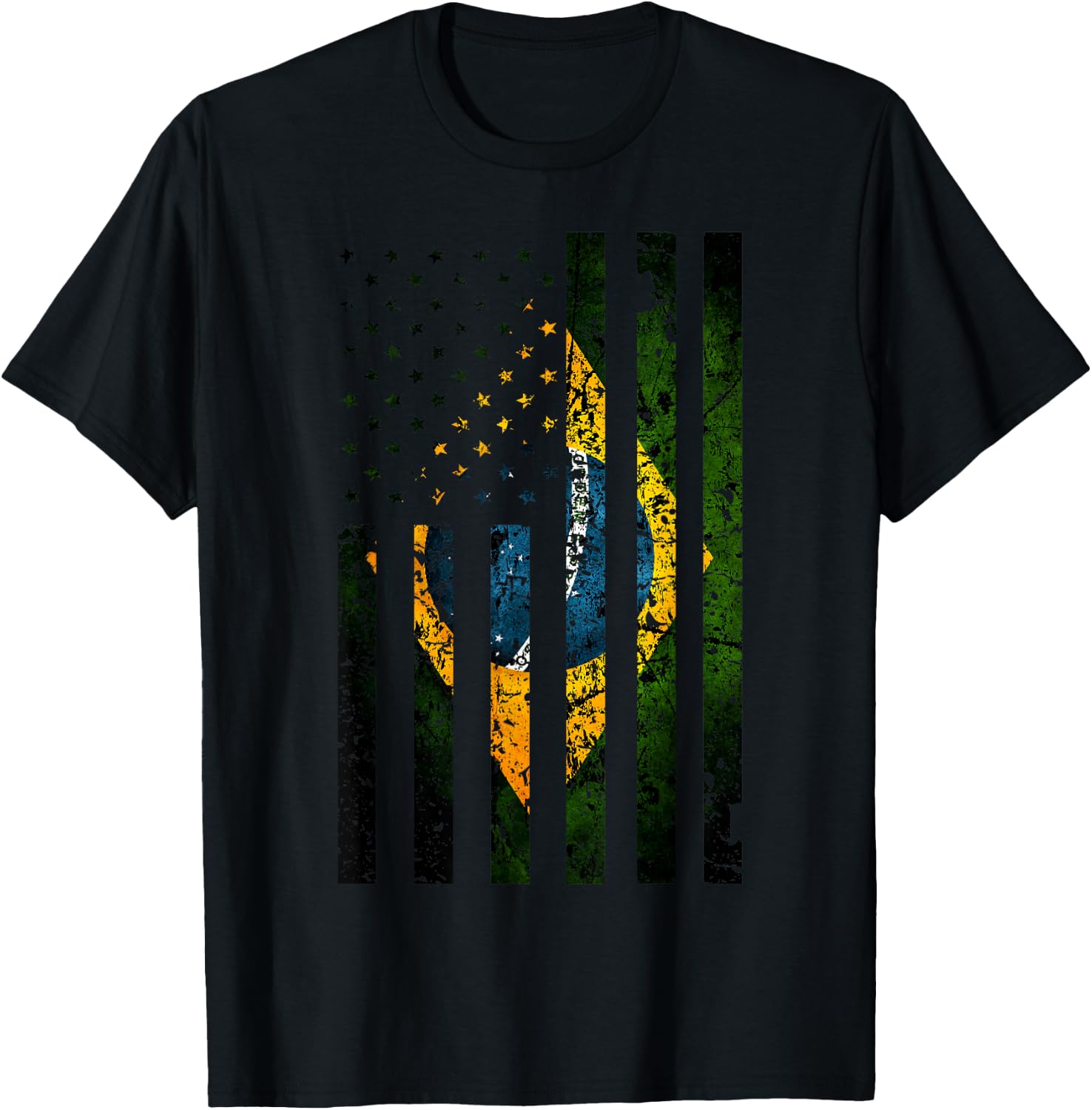 Brazil Brazilian Roots American Flag | Half Brasil Half USA Kids Men T-Shirt - T-Shirt | Black