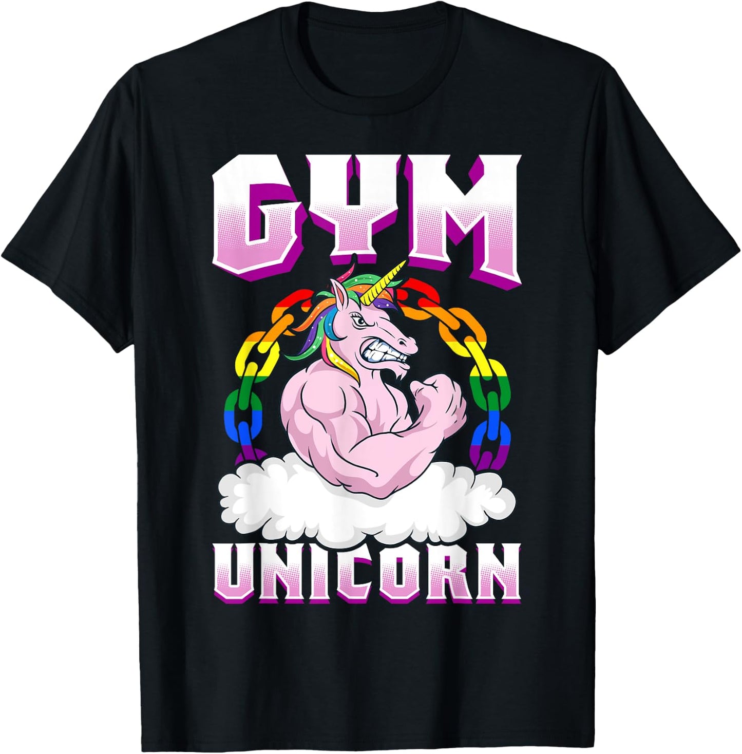 Gay Muscle Shirt Unicorn Funny Shirt Gay Gym Shirt Workout T-Shirt - T-Shirt | Black
