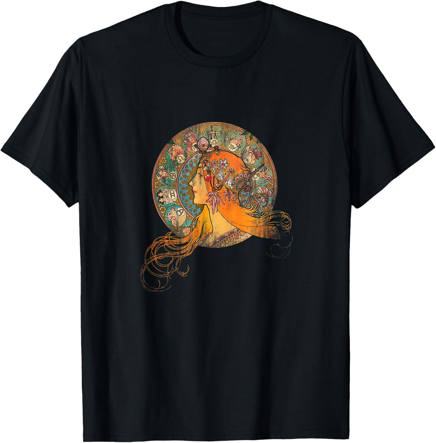 Vintage Alphonse Mucha T-Shirt - T-Shirt | Black