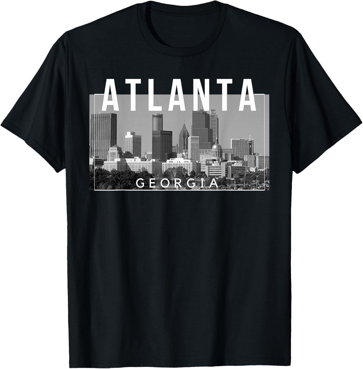 Atlanta Georgia ATL The A Gate City Skyline T-Shirt - T-Shirt | Black