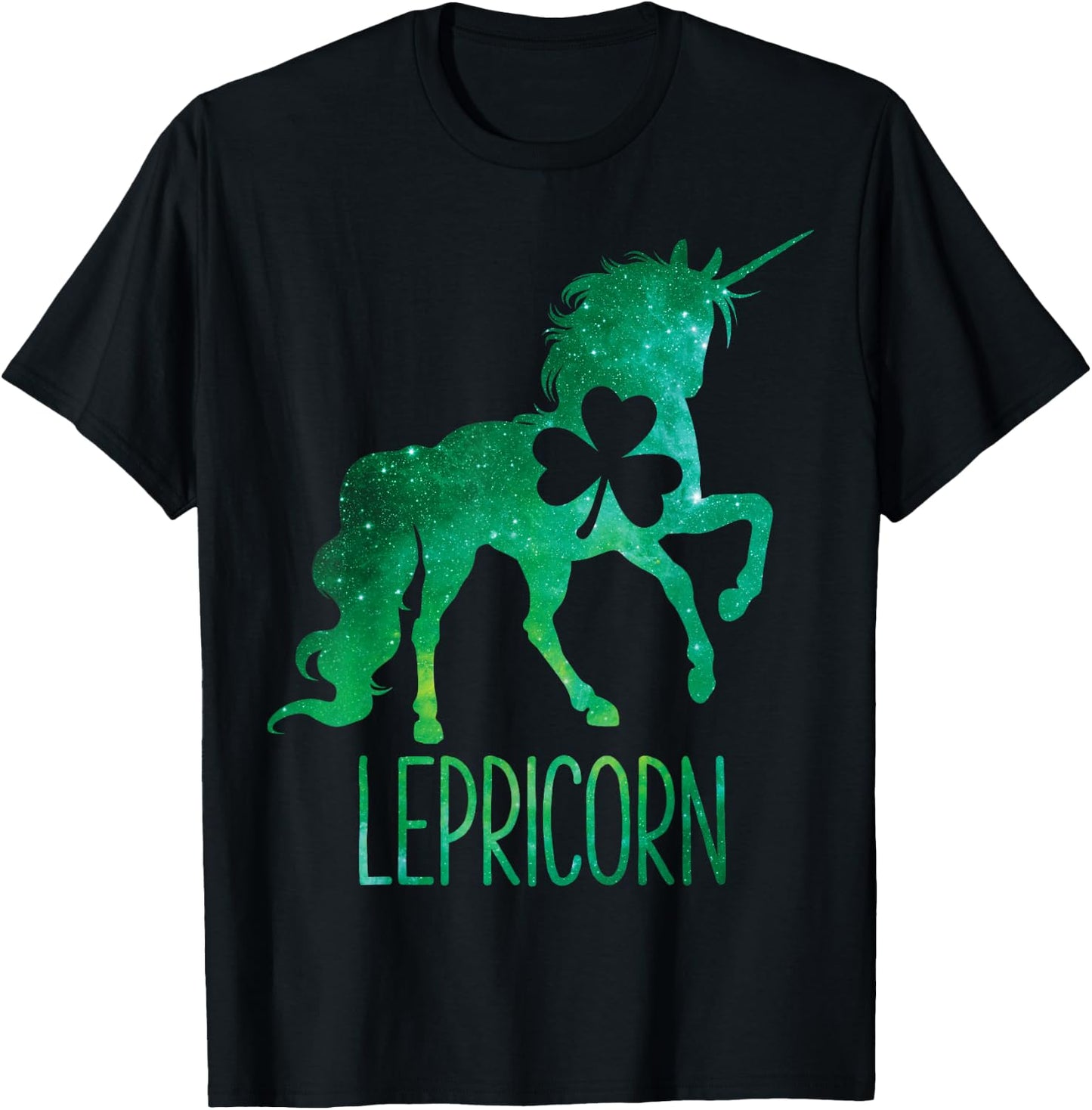 Lepricorn Unicorn St Patricks Day Girls Women Shamrock Space T-Shirt - T-Shirt | Black