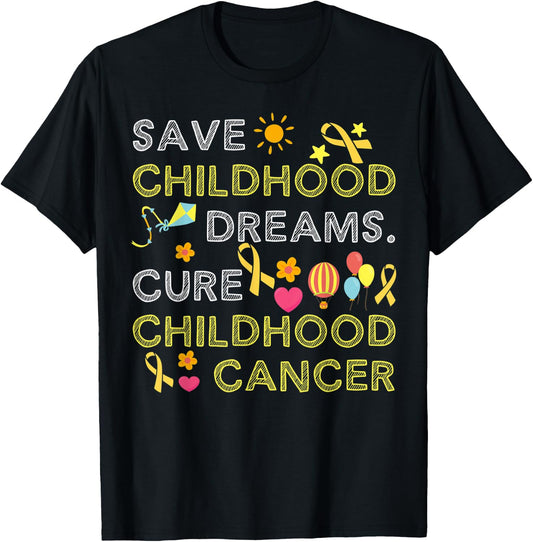 Save childhood dreams Cure Childhood Cancer T-Shirt - T-Shirt | Black