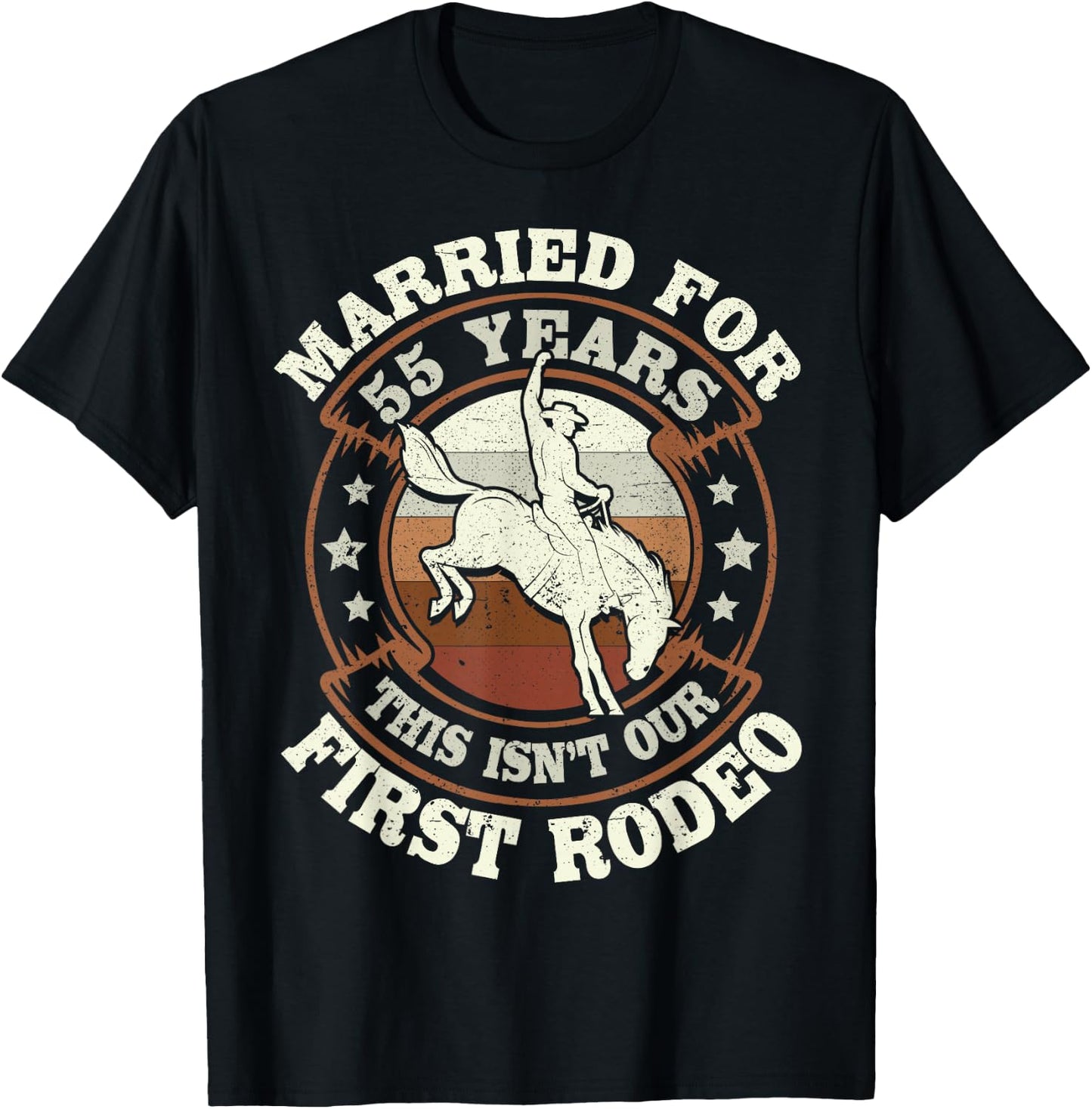 55 Years Married Cowboy 55th Wedding Anniversary Rodeo T-Shirt - T-Shirt | Black