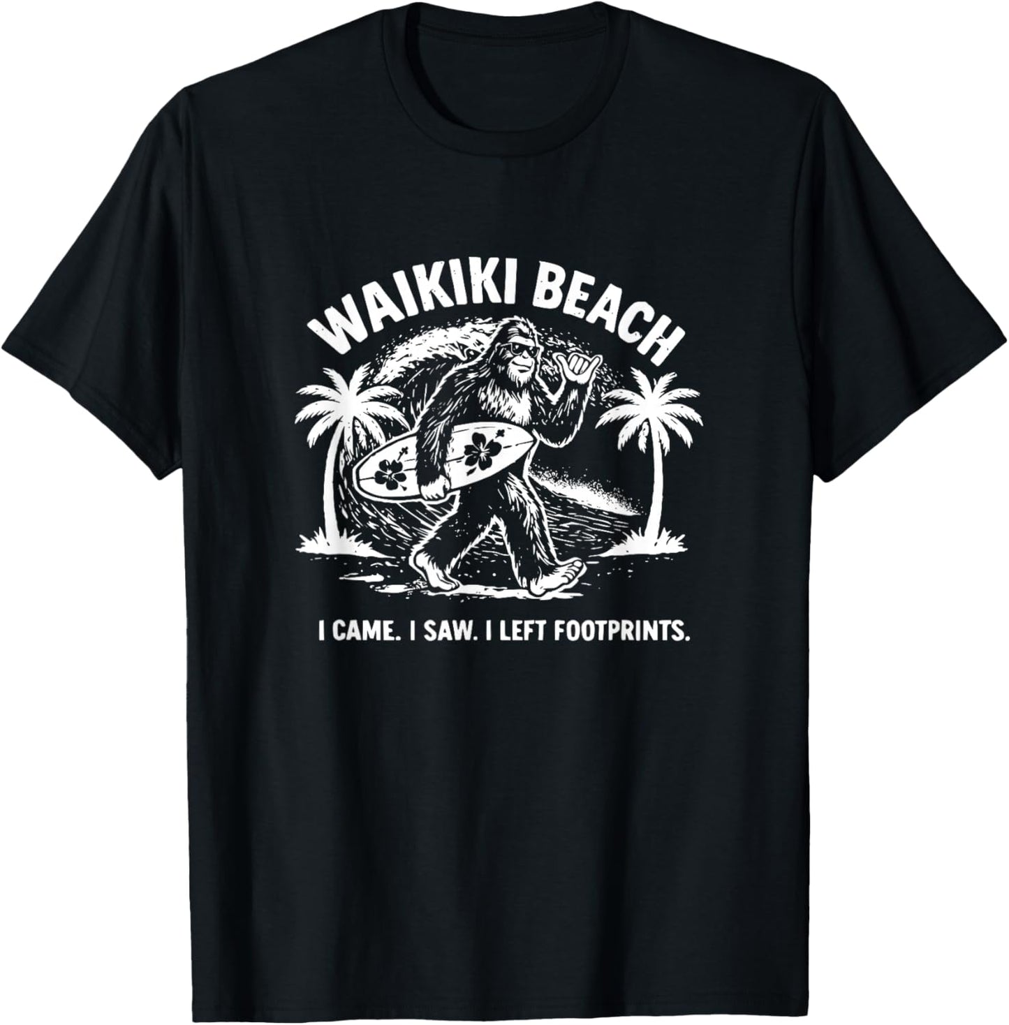 Funny Bigfoot Waikiki Beach Vacay – Sasquatch Summer T-Shirt - T-Shirt | Black