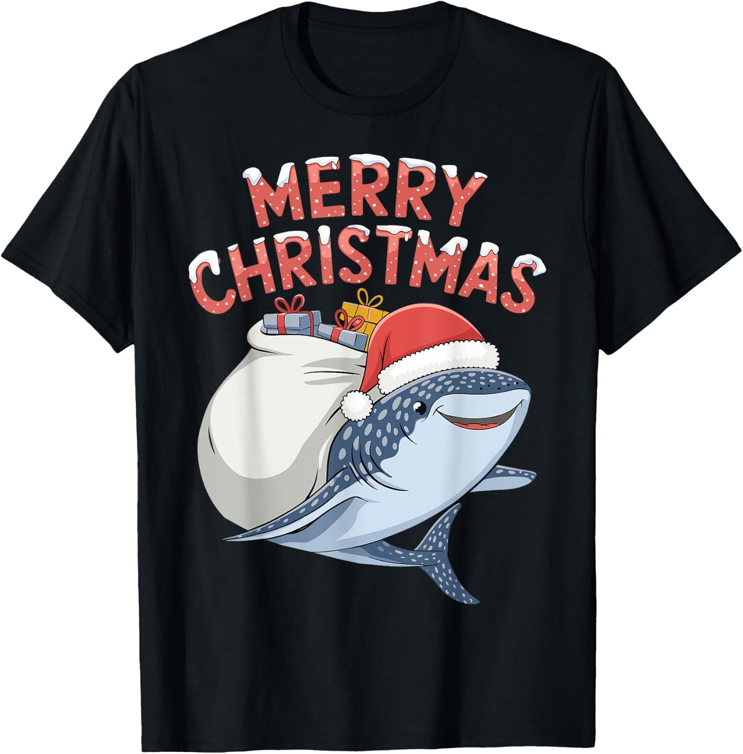 Merry Christmas Whale Shark T-Shirt - T-Shirt | Black