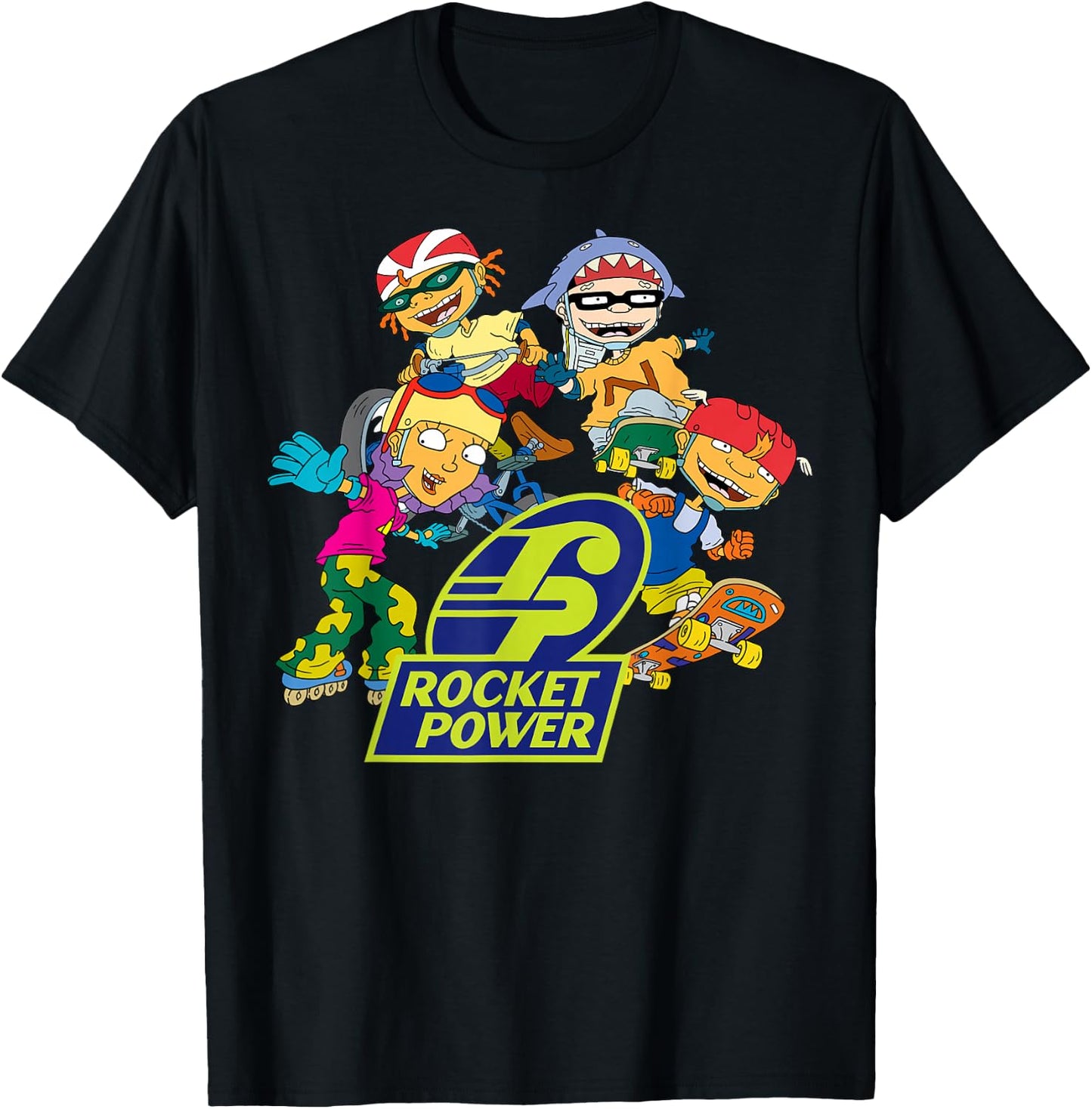 Rocket Power Nick 90s Throwback All Characters T- Shirts T-Shirt - T-Shirt | Black