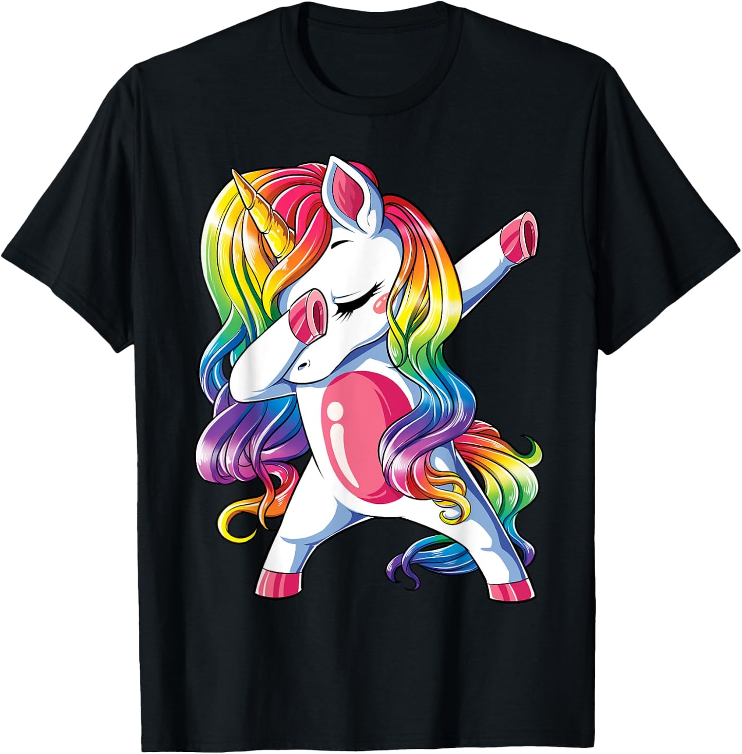 Dabbing Unicorn T shirt Girls Kids Women Rainbow Unicorns T-Shirt - T-Shirt | Black